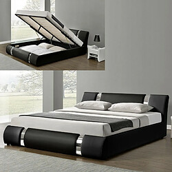 Meubler Design Lit Coffre Sommier Relevable Nova - Noir 180x200 cm