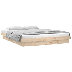 Avis vidaXL Cadre de lit à LED sans matelas 140x190 cm bois massif