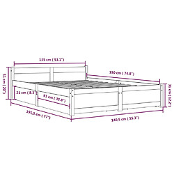 vidaXL Cadre de lit avec tiroirs 135x190 cm - Blanc pas cher