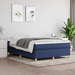 VIDAXL Cadre de lit sans matelas - Bleu Cadre de lit adulte - Tissu durable - 140 x 200 cm - Lattes incluses