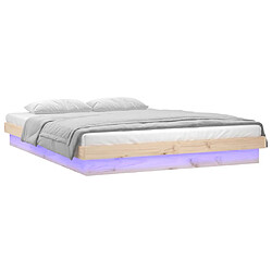 Acheter vidaXL Cadre de lit à LED sans matelas 140x190 cm bois massif
