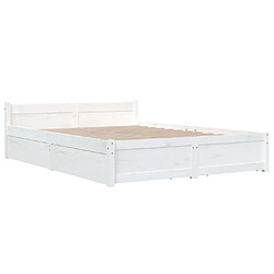Acheter vidaXL Cadre de lit avec tiroirs 135x190 cm - Blanc