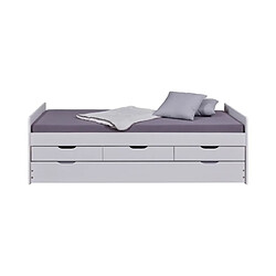 MES Lit gigogne avec rangements - Blanc