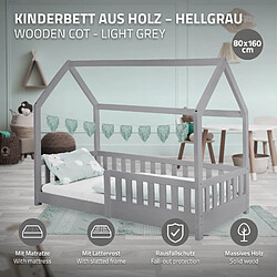 ML-Design Lit d'enfant - 80x160 cm - Gris