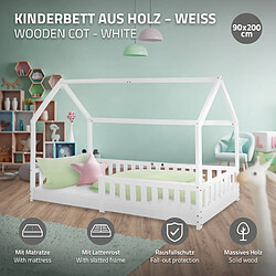 ML-Design Lit maison enfant - Blanc - 90x200 cm