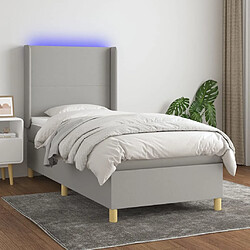 vidaXL LED 90x200 cm Sommier à lattes avec LED - Matelas à ressorts ensachés - Gris clair - 90x200 cm