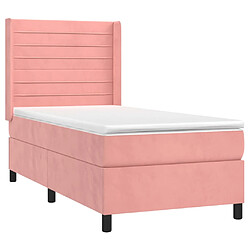 Acheter VidaXL Sommier matelas LED rose 90x200 cm velours