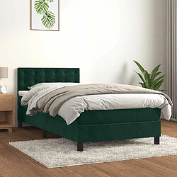 Vidaxl Lit avec Matelas et LED Vert Foncé 90x190