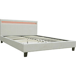 Habitat Et Jardin Lit tissu bouclette avec LED Maria 140x190cm - Crème
