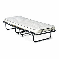 Mes Lit pliant 90x200 cm en métal noir avec matelas en mousse 11 cm