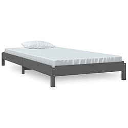 vidaXL Lit empilable sans matelas gris 75x190 cm bois de pin massif