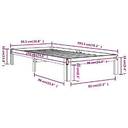 vidaXL Cadre de lit 90x190 pas cher
