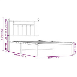vidaXL Cadre de lit métal 90x190 cm - Blanc pas cher