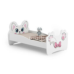 HT MEUBLES Lit enfant - Mouna chat rose 140x70 cm