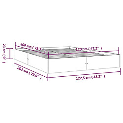 VIDAXL Cadre de Lit Bois Massif - 120x200 cm pas cher