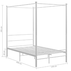 vidaXL Cadre de lit à baldaquin sans matelas blanc 140x200 cm métal pas cher