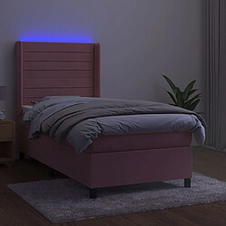 Avis VidaXL Sommier matelas LED rose 90x200 cm velours