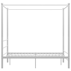Avis vidaXL Cadre de lit à baldaquin sans matelas blanc 140x200 cm métal