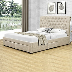 MEUBLER DESIGN Hyde Lit Design avec Tiroirs - Beige