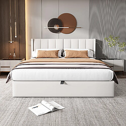 KOMHTOM Lit softback avec LED 140x200 cm - Blanc pas cher