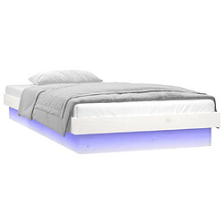 Acheter vidaXL Cadre de lit à LED sans matelas blanc bois massif