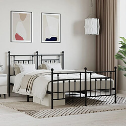 vidaXL Cadre de lit métal sans matelas avec pied de lit noir 140x190cm