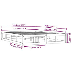 VIDAXL Cadre de lit Blanc 135x190 cm Bois pas cher