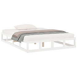 Avis VIDAXL Cadre de lit Blanc 135x190 cm Bois