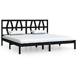 Cadre de lit vidaXL sans matelas - Bois massif noir 200x200