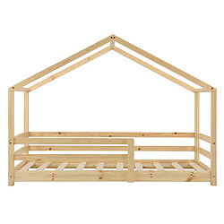 En.Casa Lit d'Enfant Maison 90x200 cm Bois Naturel pas cher