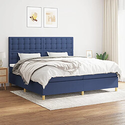 VIDAXL Sommier Matelas Bleu 200x200 cm Tissu Lit double - Tissu polyester - Matelas à ressorts ensachés - Dimensions 203x200x128cm