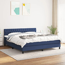 VIDAXL Lit Bleu 180x200 cm Sommier à lattes avec matelas - Tissu durable - Bleu et blanc