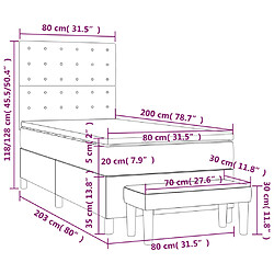 VIDAXL - Sommier Velours Gris Clair 80x200 cm pas cher