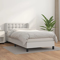 VIDAXL Sommier à lattes de lit 80x200 cm - Blanc Sommier à lattes avec matelas - Similicuir - Matelas à ressorts ensachés - Blanc