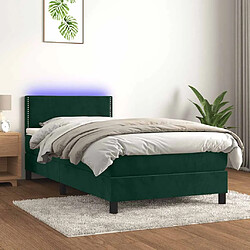 vidaXL Sommier à lattes avec matelas et LED - Vert foncé 90x190 cm