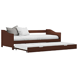 vidaXL Cadre de lit extensible - Marron foncé Lit multifonctionnel - Cadre en pin - Dimensions 90 x 200 cm - Deux couchages