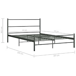 vidaXL Cadre de Lit Métal Gris 160x200 pas cher