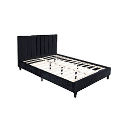 Concept Usine Lit 140x190 cm en velours noir CAMBRIDGE