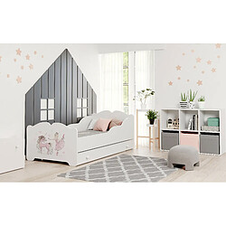 HT Meubles Lit enfant Almena - Princesse roses 160x80 cm