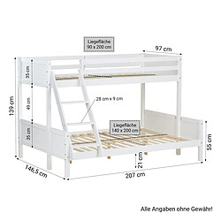 HOMESTYLE4U Lit superposé - Blanc pas cher