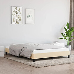 vidaXL Cadre de lit tissu crème 140x190 cm Cadre de lit en tissu - 140 x 190 cm - Lattes en contreplaqué - Pieds de soutien robustes