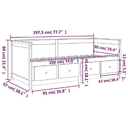 vidaXL Lit de jour Blanc 90x190 cm pas cher