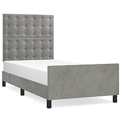 vidaXL Cadre de lit sans matelas gris clair 90x190 cm velours