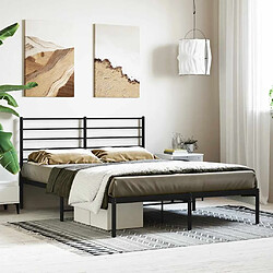 vidaXL Cadre de lit métal sans matelas et tête de lit noir 160x200 cm 