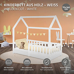 ML-Design Lit enfant avec matelas 70x140 cm - Bois pin