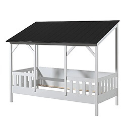 Vipack lit cabane MALIA - 90x200 cm Lit cabane enfant - Pin massif - Barrières intégrées - Design cosy et tendance