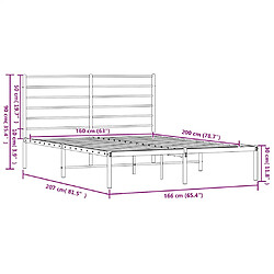 vidaXL Cadre de lit métal sans matelas et tête de lit noir 160x200 cm pas cher