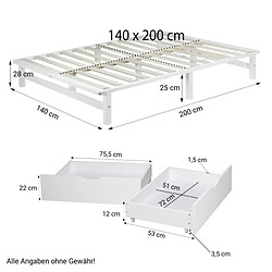 Avis HOMESTYLE4U Lit Palette 140x200 cm - Blanc