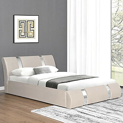 Meubler Design Lit Coffre Relevable Nova - Taupe 140x190 cm