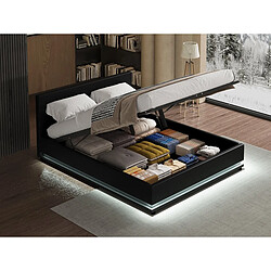 Habitat Et Jardin Lit LED avec coffre Anastasia - 180 x 200 cm - Noir pas cher